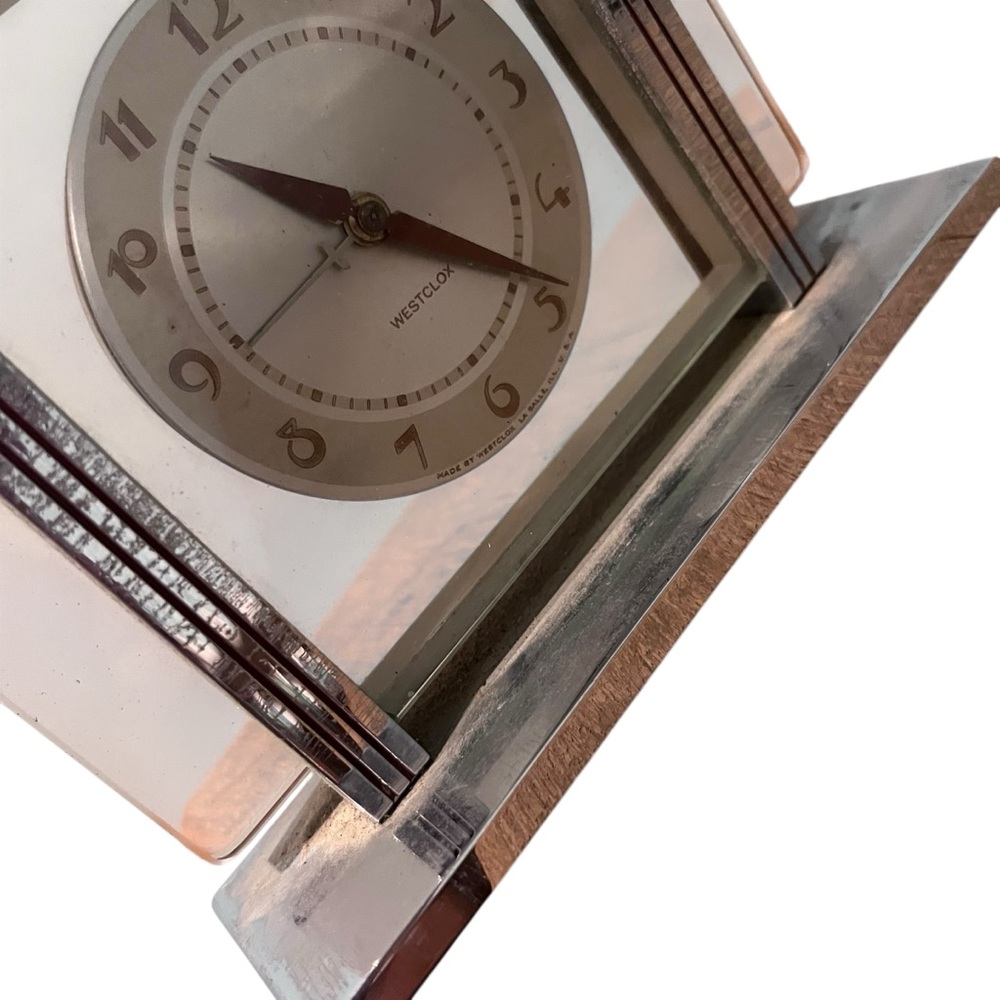 Vintage WESTCLOX 1930s Art‎ Deco Alarm Clock Leland FOR PARTS NOT WORKING - Picture 4 of 13